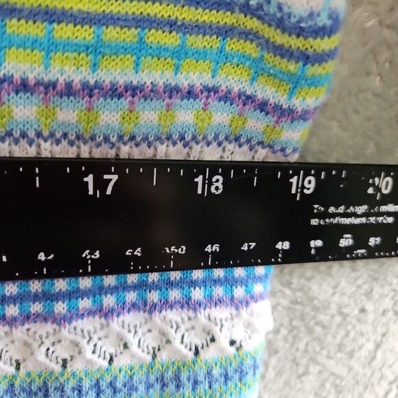 Marisa Canvas Women's Sz Med blue green vneck button sweater short sleeve - Picture 7 of 11